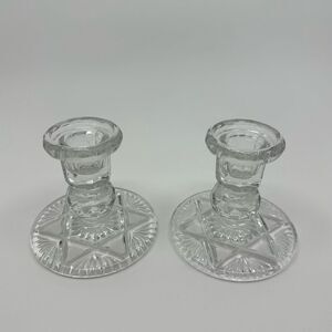 Elegant Clear Glass Candle Holders Set of 2